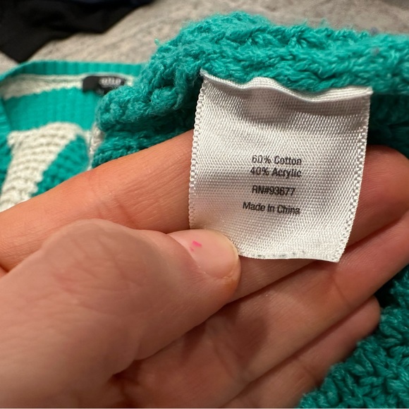 ANA Green Gray Striped Sweater Large L - Picture 6 of 7